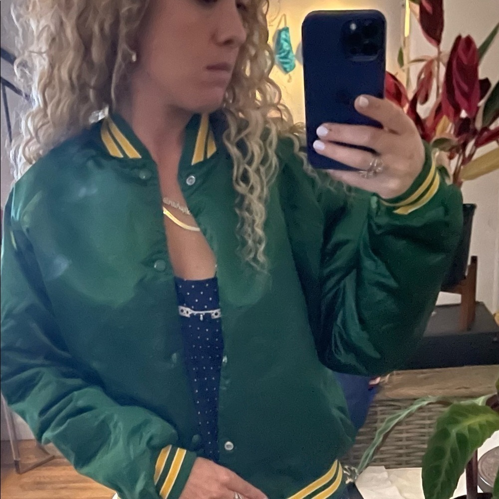 𝅺medium Satin varsity jacket coat Starter like Chalkline vintage 80s retro 90s - Picture 9 of 16